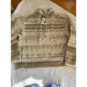 Alpine Design Beige and Cream Patterned Teddy Jacket